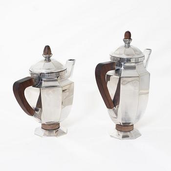 Kaffeservis, 5 delar, nysilver, Christofle Orfèvrerie Gallia, Paris, Frankrike, 1930-tal.