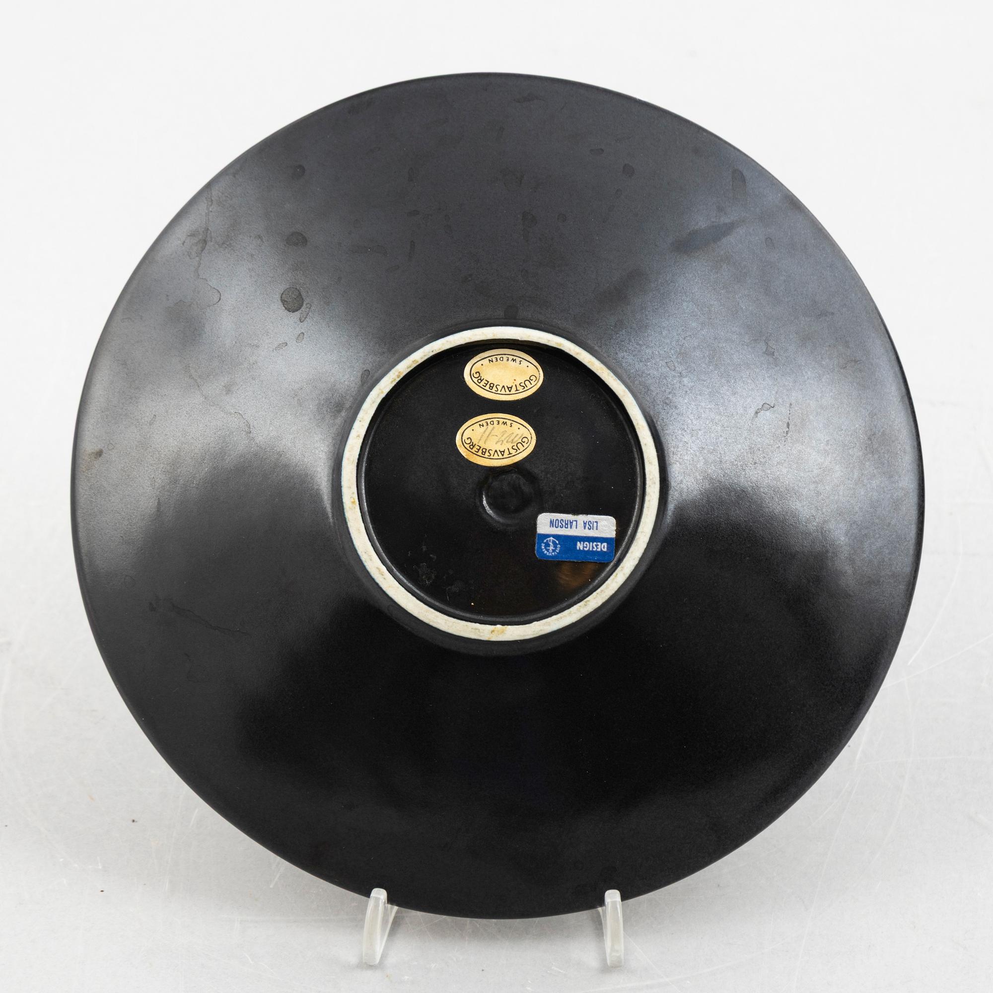 Lisa Larson, vaser, 4 st och fat, 2 st, stengods, ur serien "Varieté", Gustavsberg.