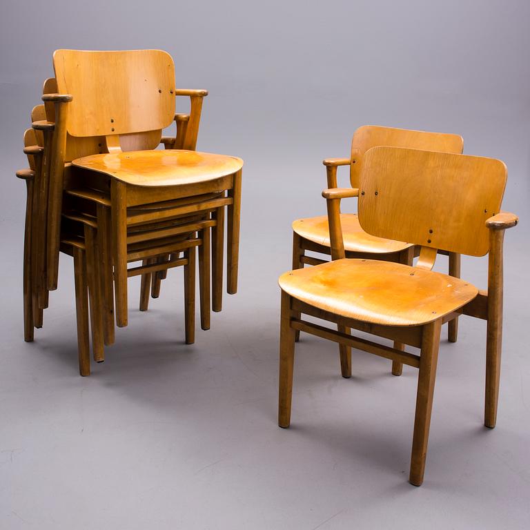 ILMARI TAPIOVAARA, SIX ARMCHAIRS. Domus. 1940/50s.