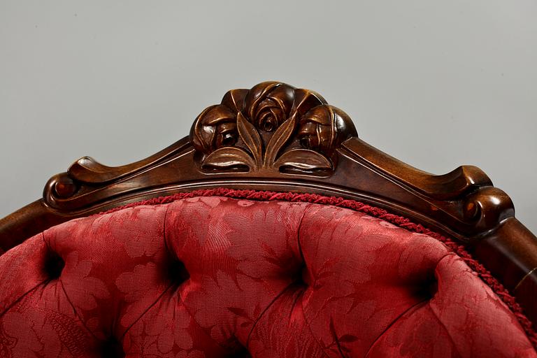 FÅTÖLJER, ett par, nyrokoko, 1800-talets slut.