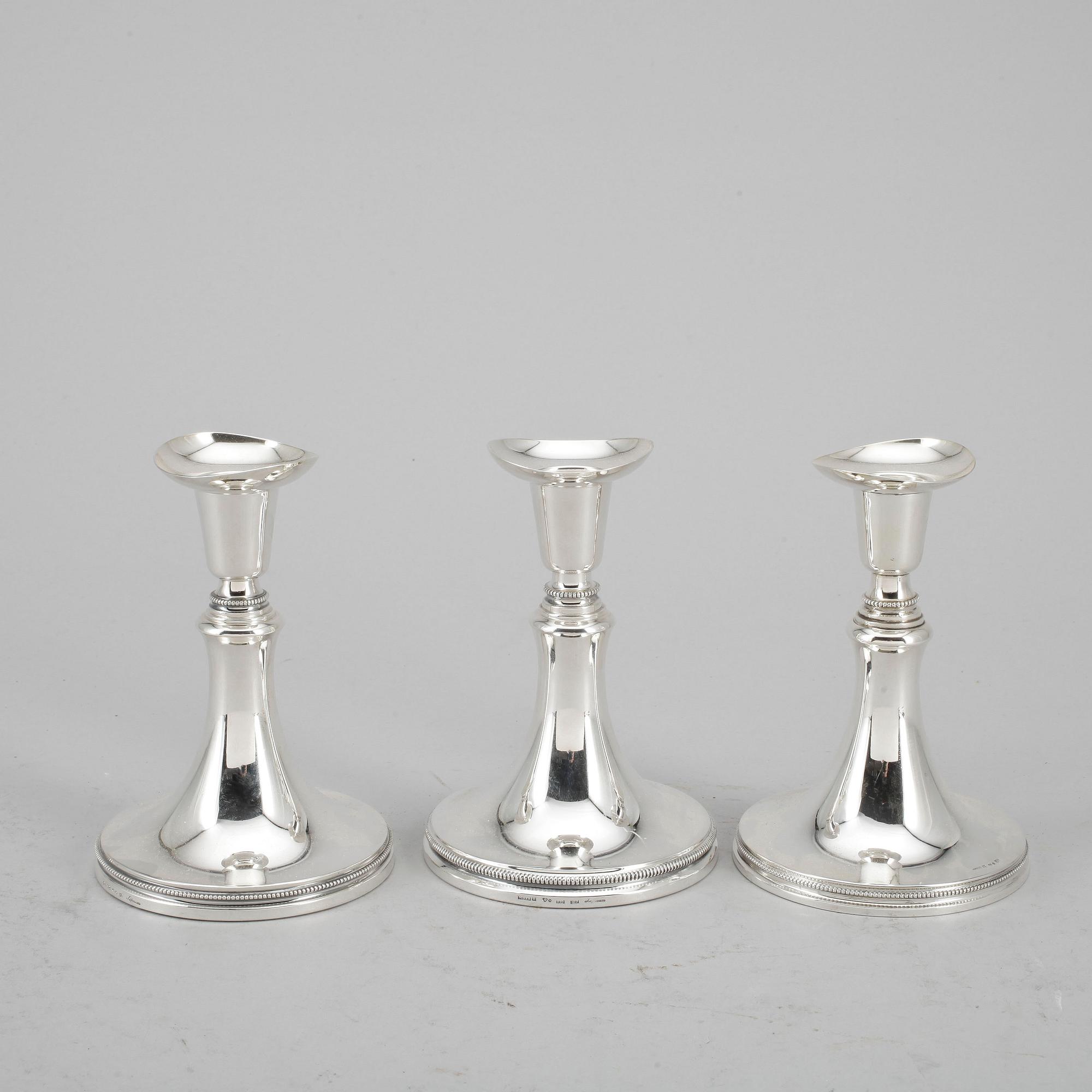 LJUSSTAKAR, 3 st, silver, Eric Löfman, MGAB, Uppsala, 1967, -73, -76.