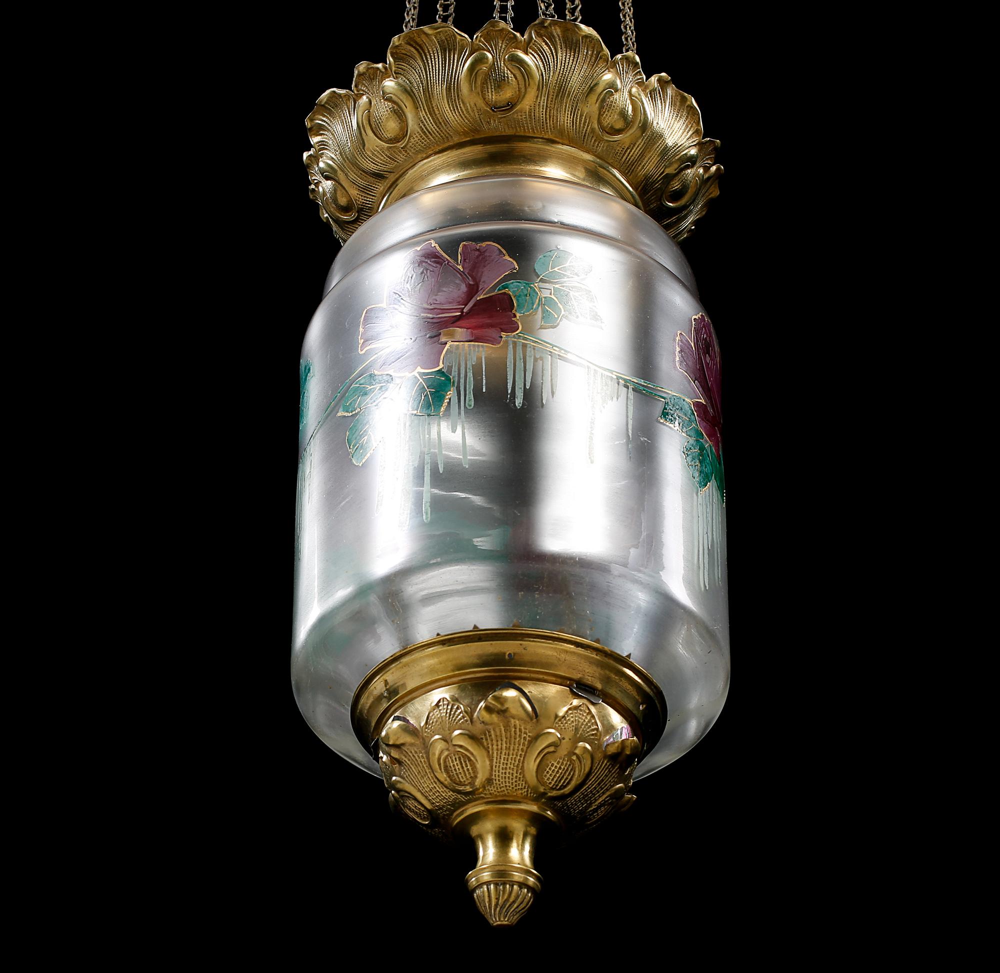 MÅNSKENSAMPEL, omkring år 1900. Höjd ca 90 cm inkl kedjor.