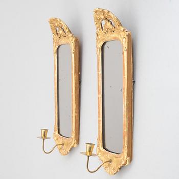 Mirror sconces, a pair, Rococo style, Claës Hultberg, Stockholm, 20th century.