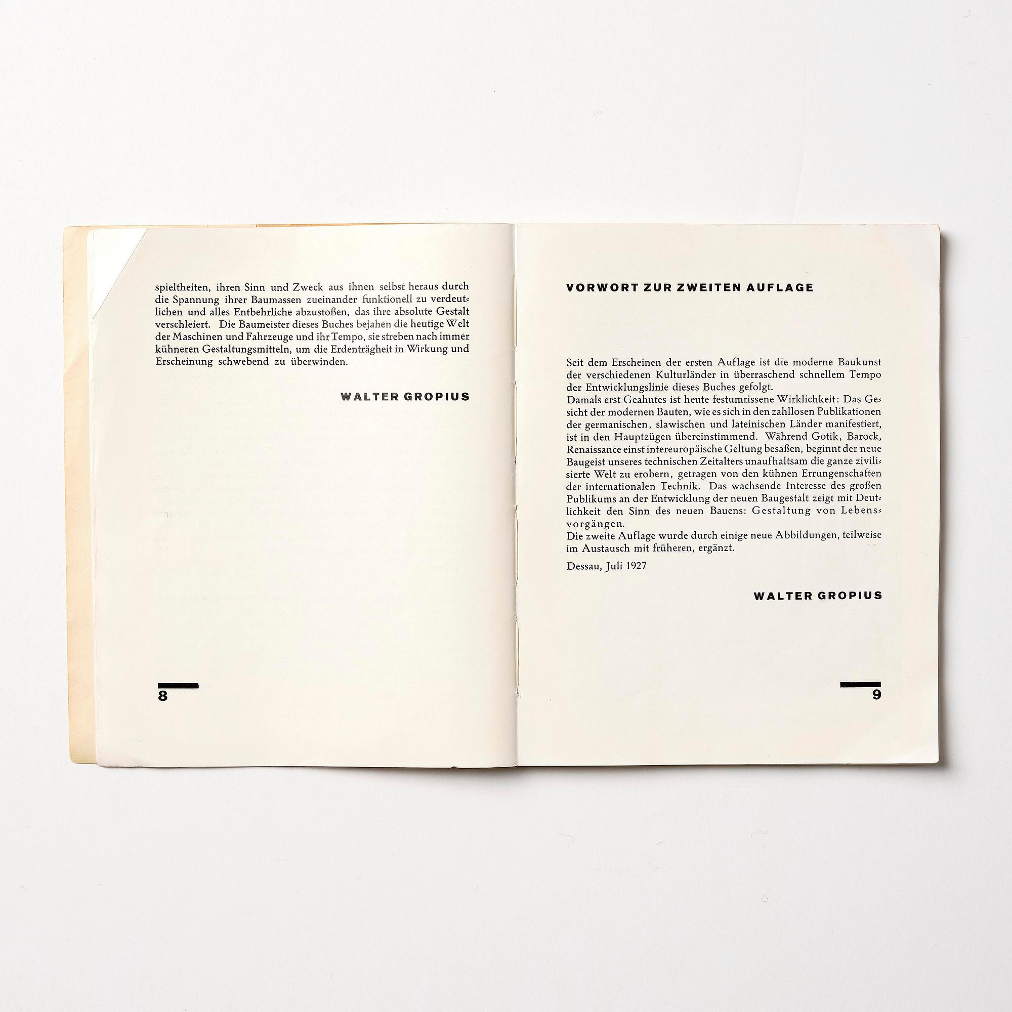 Book, Walter Gropius, "Internationale Architektur" (Bauhausbücher 1), 1927, inscribed to Gunnar Asplund.