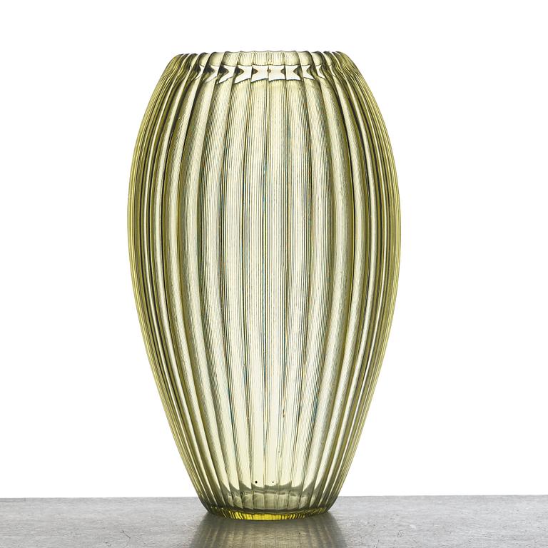 Simon Gate, a cut "Triton" glass vase, designed and executed at Orrefors ca 1918.