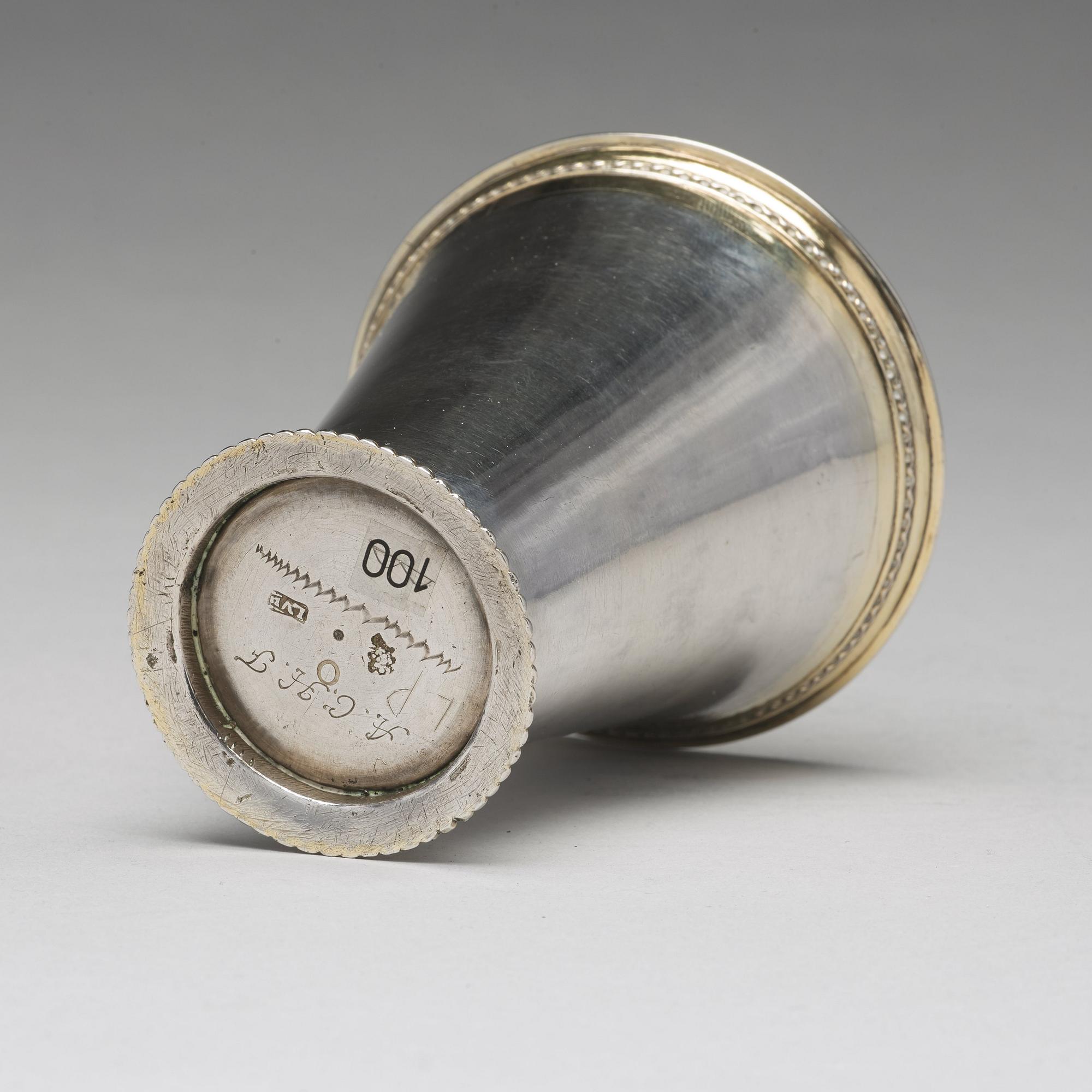 A Swedish 18th century parcel-gilt silver beaker, mark of Lucas van der Hagen, Stockholm 1726.