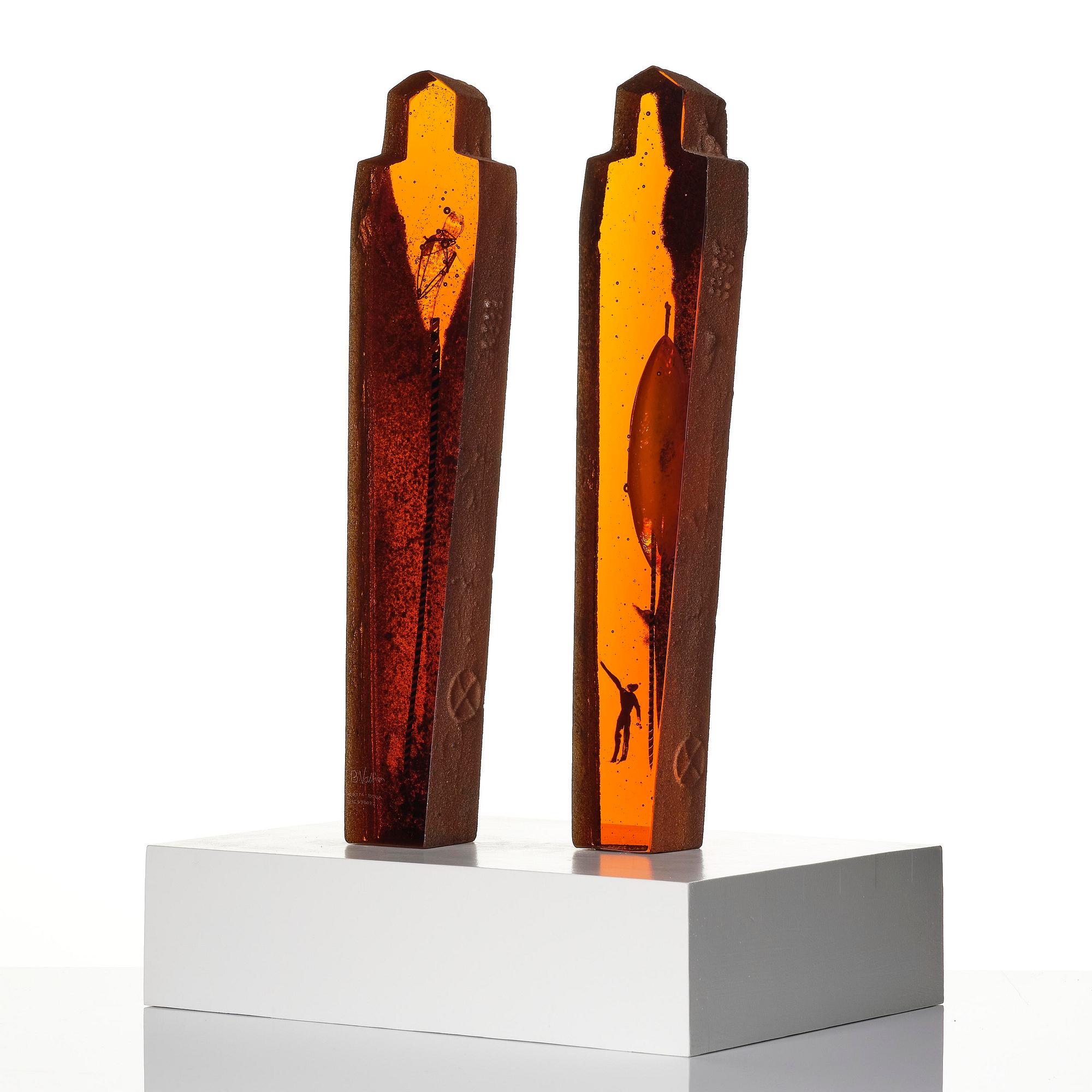 Bertil Vallien, a sand cast glass sculpture, "Escape", Kosta Boda, Sweden.