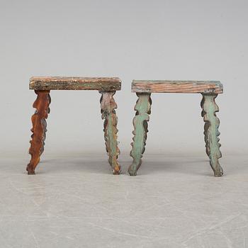 Two 19th century wooden stools.