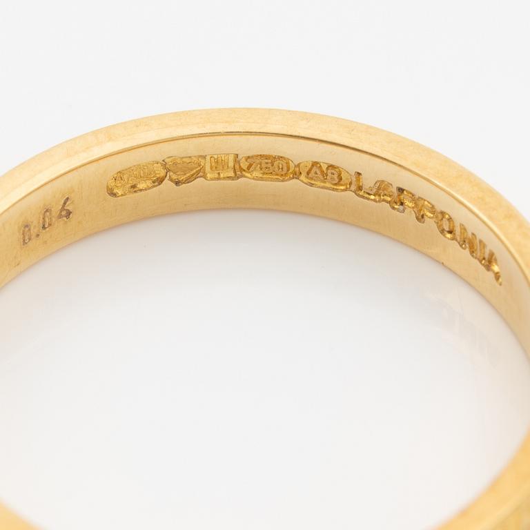 Lapponia, ring 18K gold set with a round brilliant-cut diamond, Finland 1978.