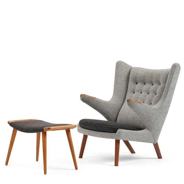 Hans J. Wegner, a "Bamse" (Papa Bear) armchair with ottoman, PP Møbler, Denmark.