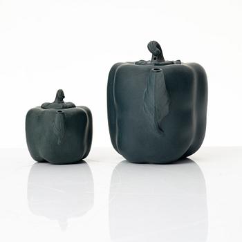 Two blue yixing 'Gonfu' teapots, China,1980s.