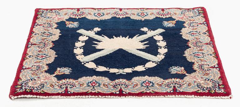 A semi-antique pictoral Keshan rug, so called Dabir, c. 48.5 x 52 cm.