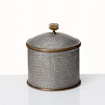 Estrid Ericson, a pewter and brass tobacco jar, Svenskt Tenn, Stockholm 1950.