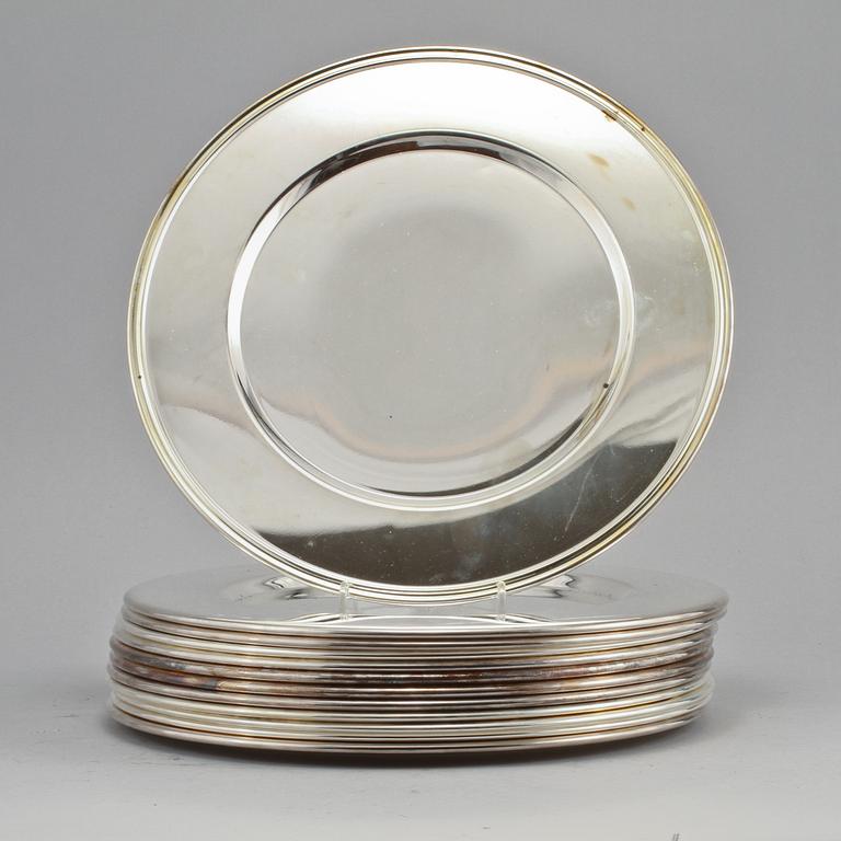 KUVERTTALLRIKAR, 12 st, vitmetall. 1900-talets andra hälft.