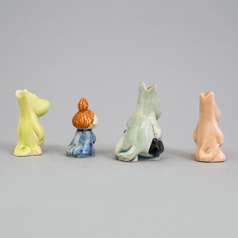 SIGNE HAMMARSTEN-JANSSON, eight moomin ceramic characters by Arabia in the 1950's.