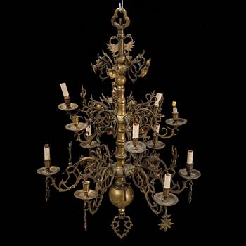 A composite baroque brass chandelier.