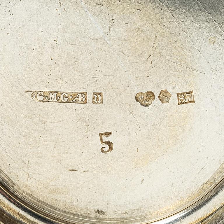 Six Swedish silver beakers, mark of KG Markströms, Uppsala 1911-1920.