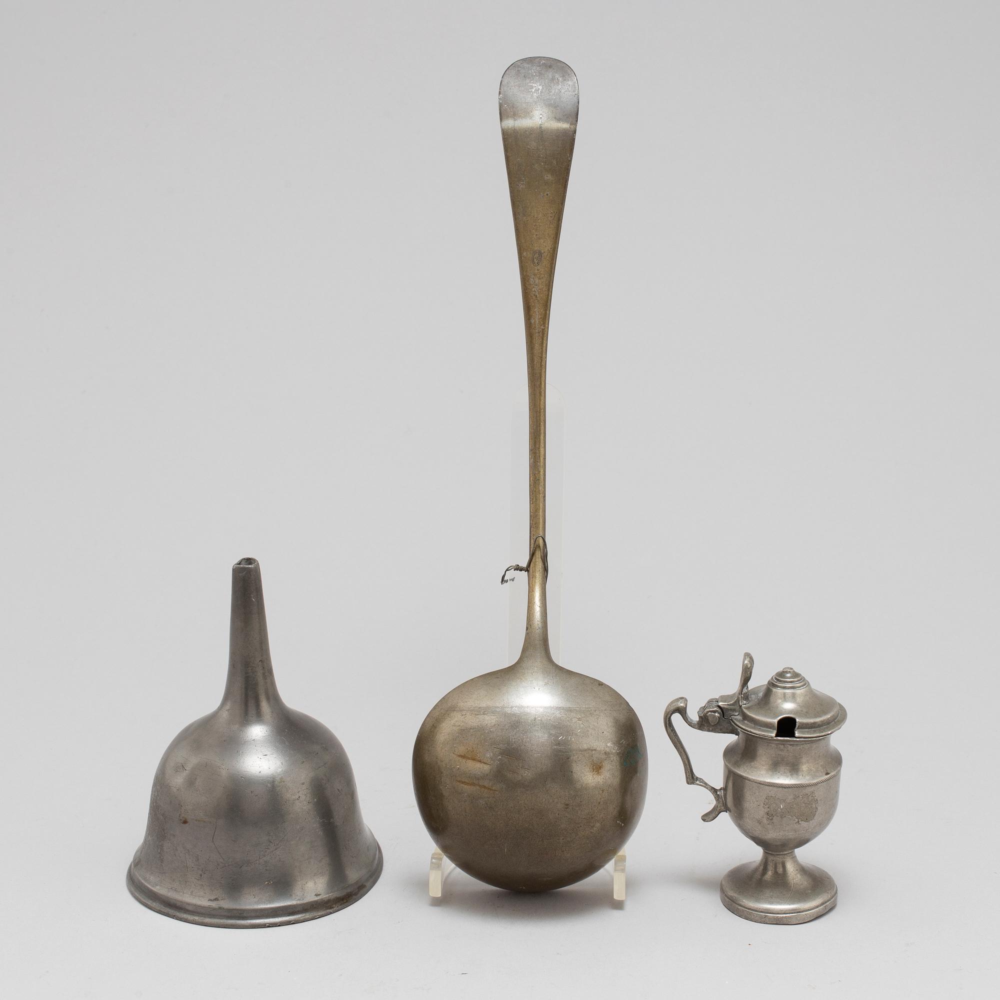Three 18th/19th century pewter items.