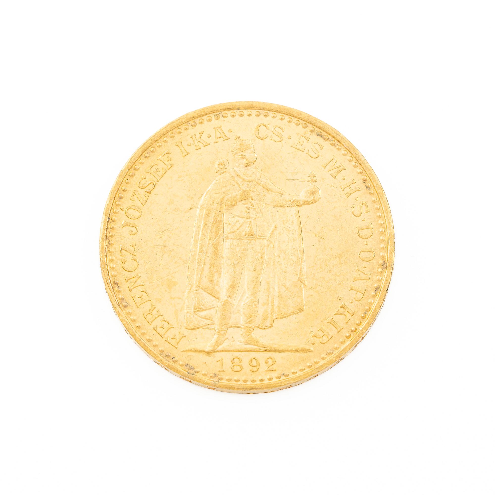 Gold coin, Hungary, 20 Korona, 1892.