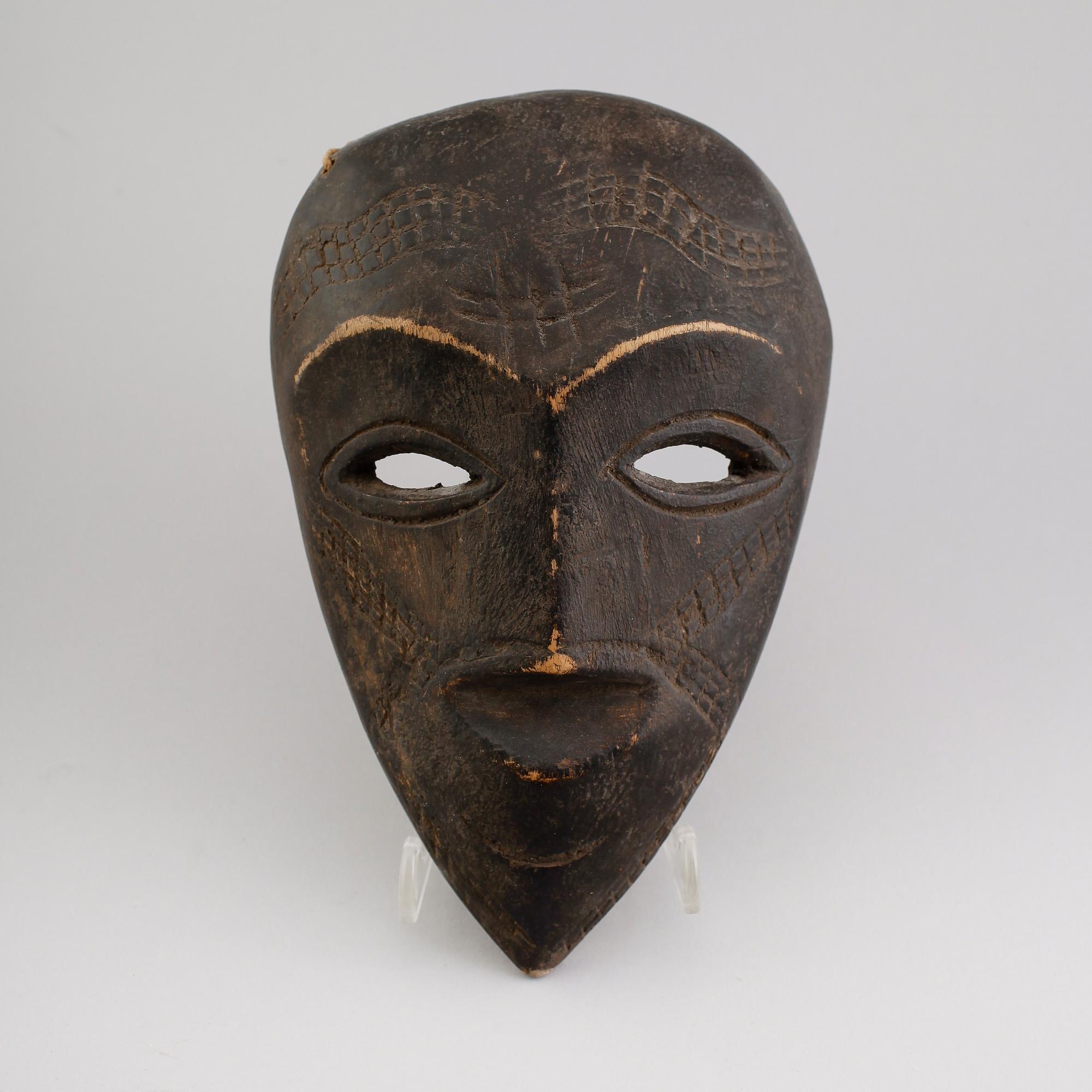 MASK, snidat trä, Bakubo, Shamba, Congo, Afrika.