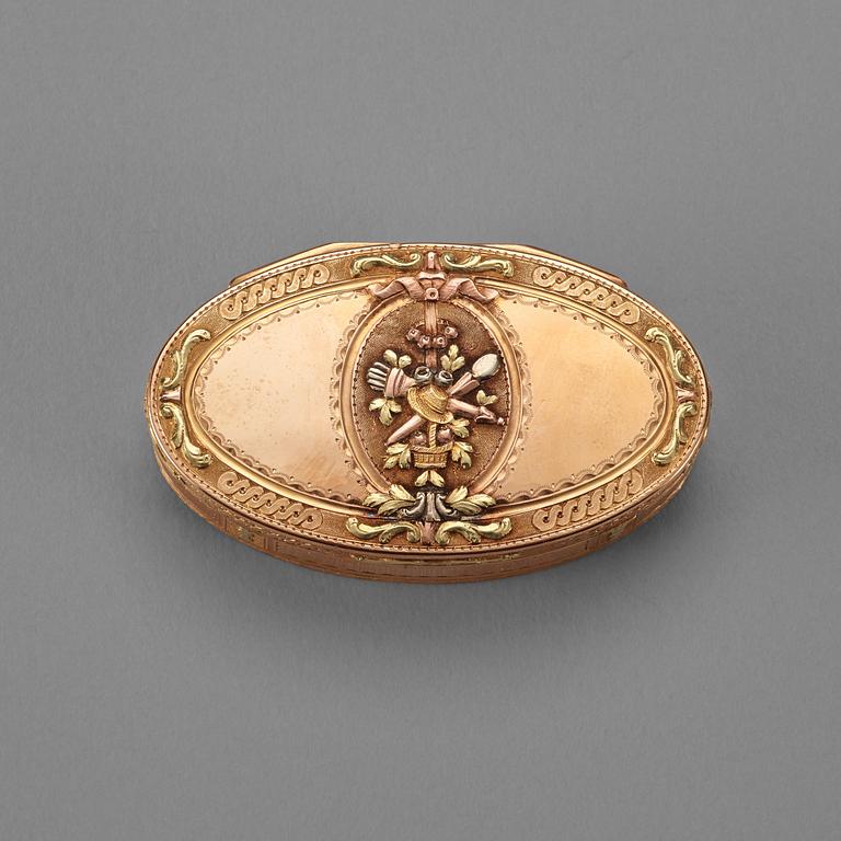 A Swedish 18th century gold snuff-box, possibly of Frans Wilhelmsson, Stockholm 1786.