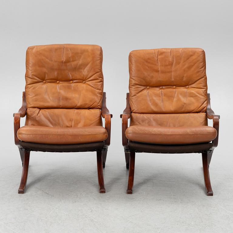 Armchairs, a pair, Göte Möbel, Nässjö, late 20th century.