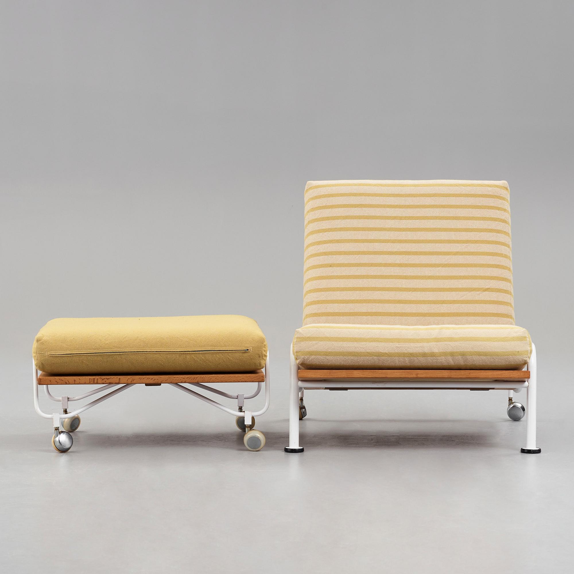 HANS J WEGNER,  fåtölj, med fotpall, "GE 440", utställningsexemplar för Getama, Danmark 1968-69.