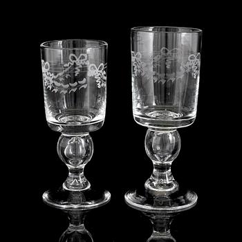 VINGLAS, 11 st, "Antik", Reijmyre Glasbruk.