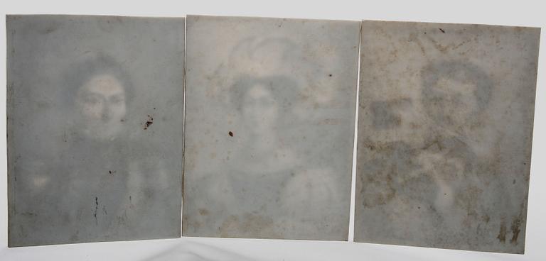 LITOFANIPLATTOR, 3 st. Karl-Johan, Desideria och Oscar I. 1800-talets första hälft.