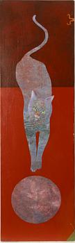 Dorina Mocan, Cat, Woman and Canary (diptych).