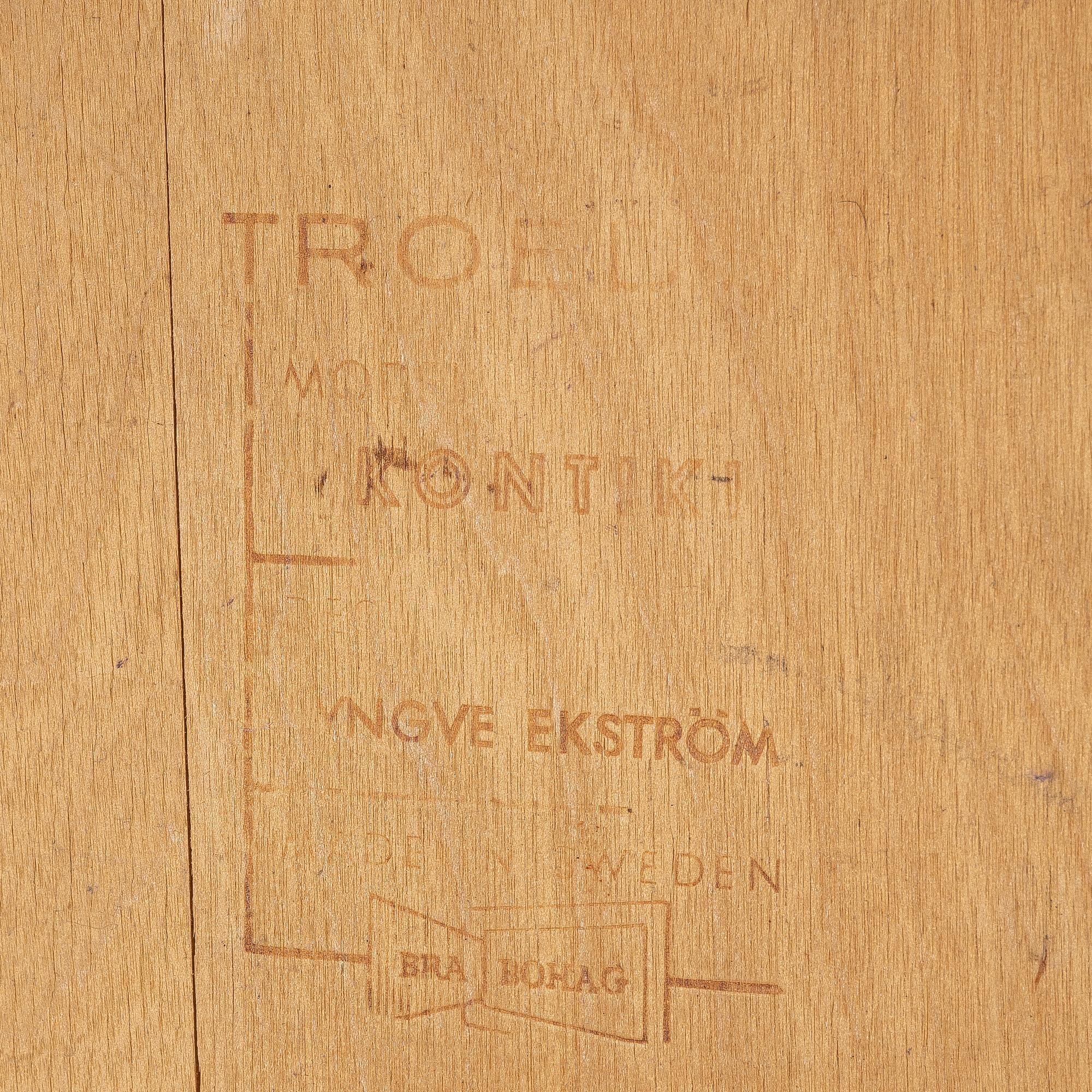 Yngve Ekström, 3 chairs, “Kontiki”, Troeds, second half of the 20th century.