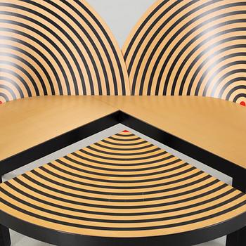 A bench and a table called "Bench for two" / 2600 & 2601, designed approx 1989 by Nanna Ditzel, by Frederica Stolefabrik.