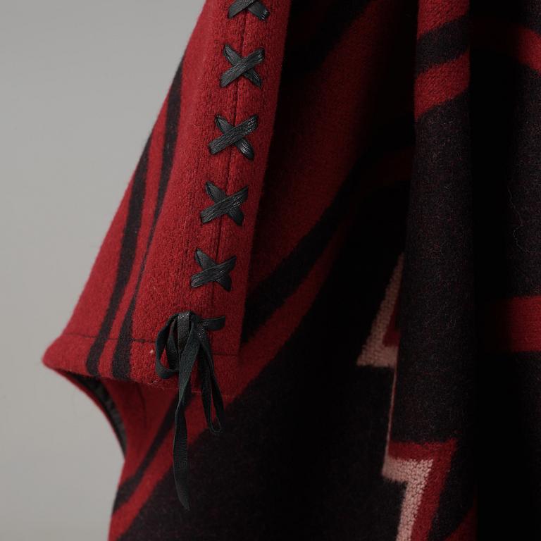 A wool poncho by Ralph Lauren.