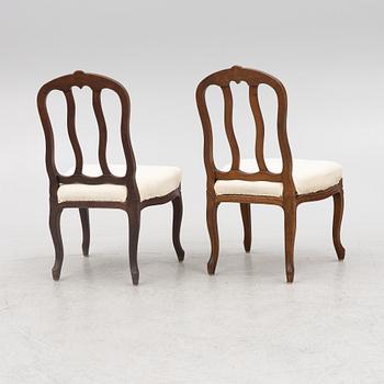 Chairs, 8 pcs (4 + 4), Louis XV and Louis XV style, 18th/19th century.