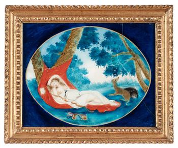 GLASMÅLNINGAR, ett par. Qing dynastin, 1800-tal.