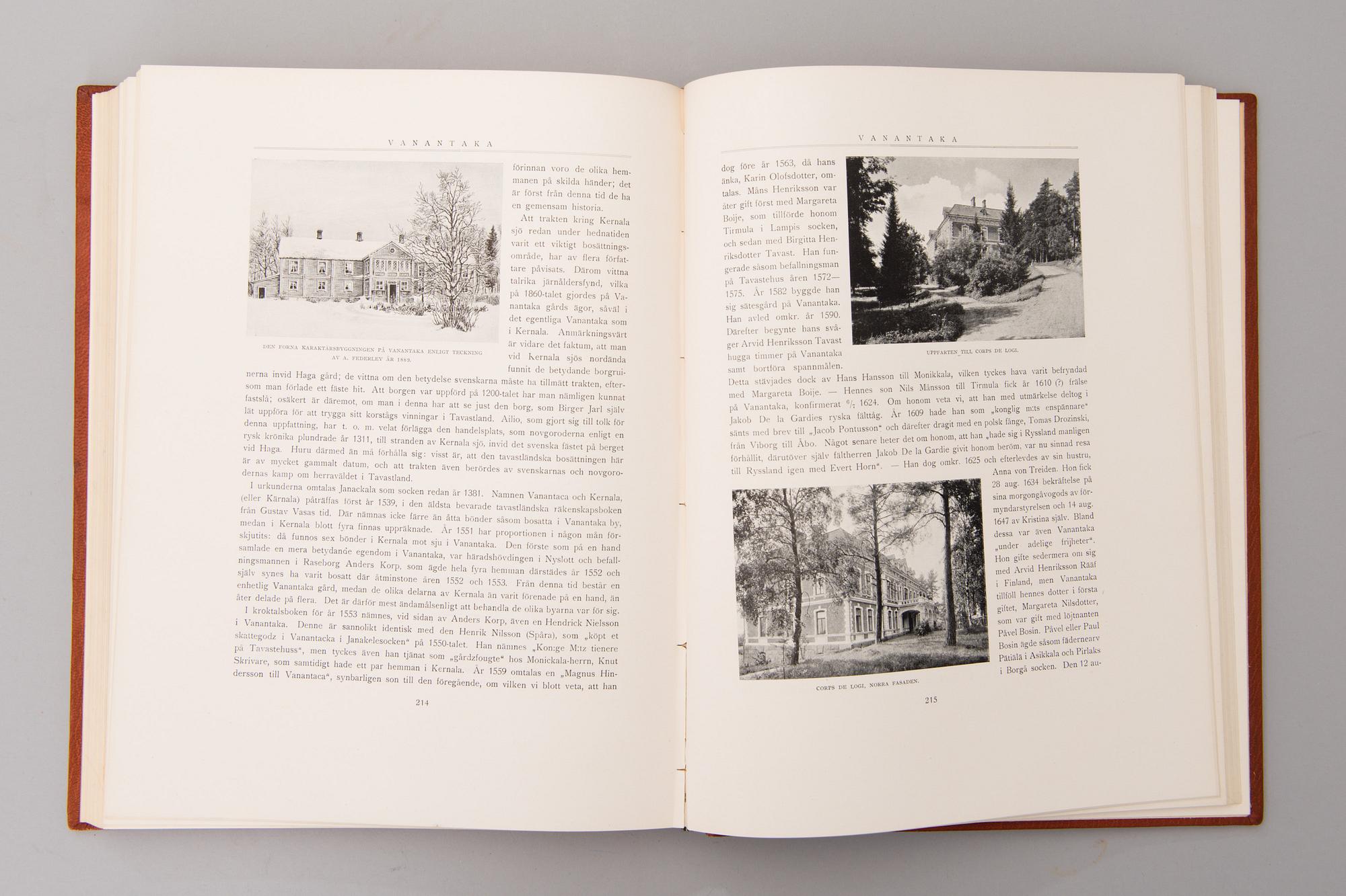 A four-volume book set about mansions in Finland "Herrgårdar i Finland", Helsinki 1928-30.