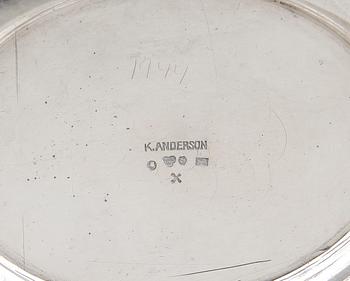 KAFFESERVIS, silver, K. Anderson, Stockholm, 1920. Totalvikt ca639g.