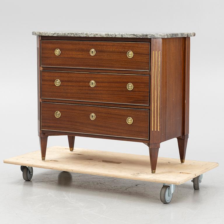 A Gustavian style chest of drawers, around 1900.