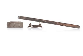 SLIPSNÅL och MANSCHETTKNAPPAR, ett par, silver, Wiwen Nilsson, 1939-45, vikt ca 20g.