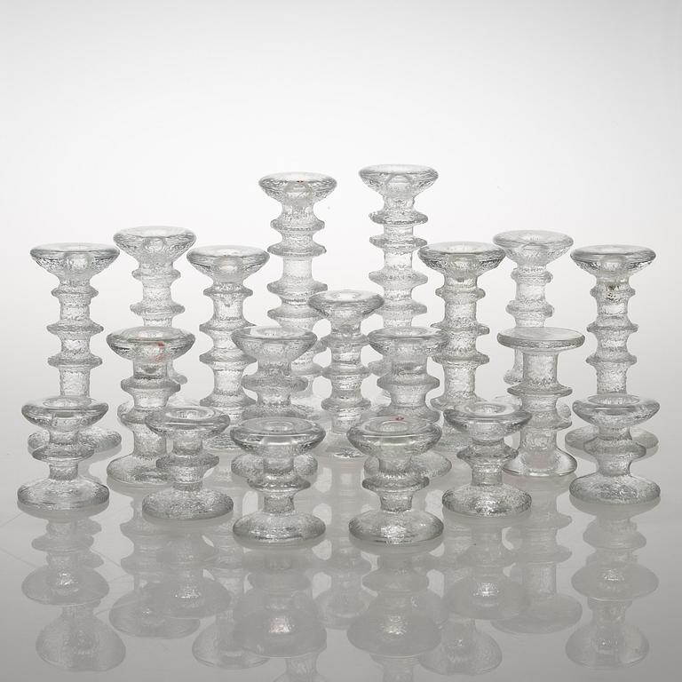 TIMO SARPANEVA, 19 glass 'Festivo' candlesticks for Iittala.