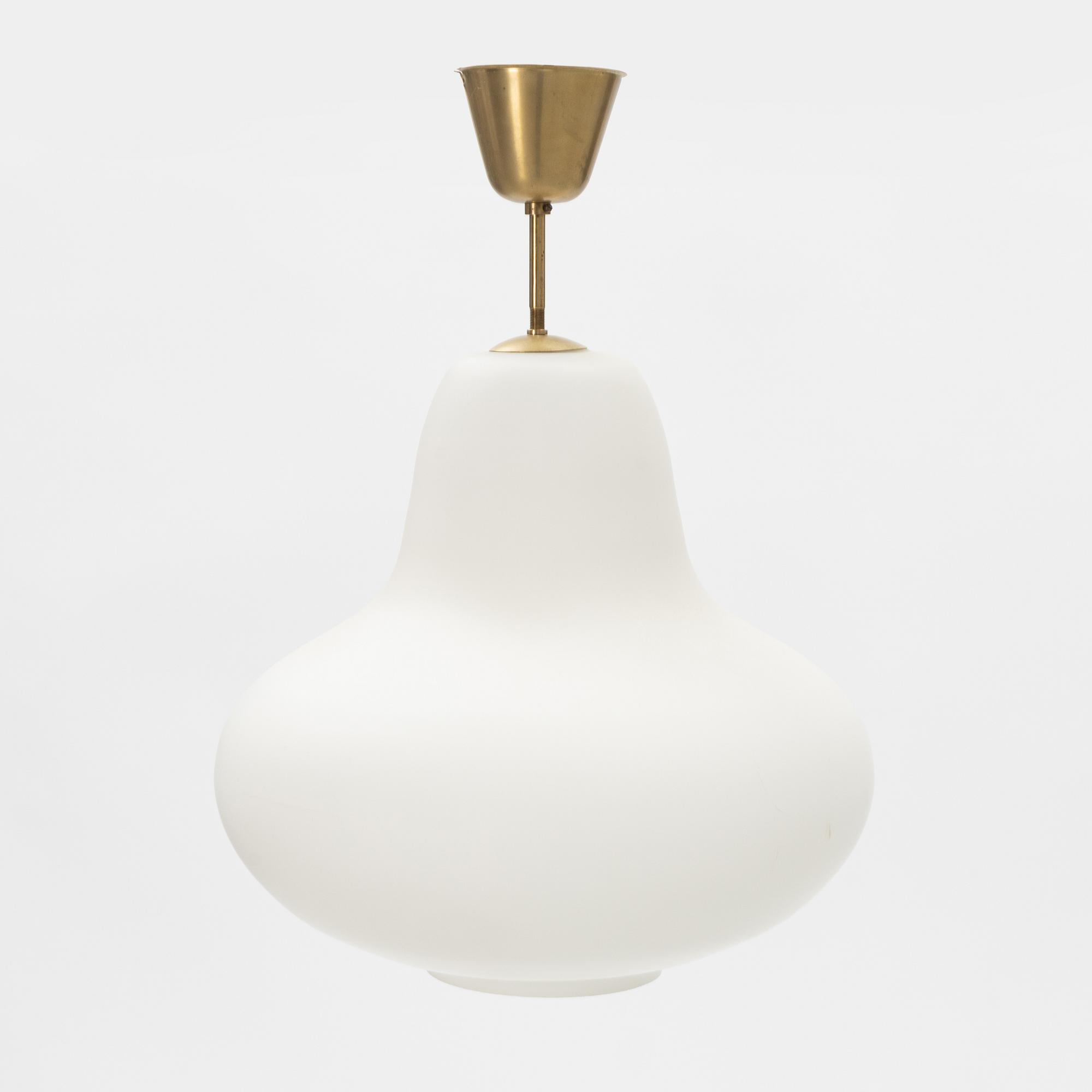 Carl-Axel Acking, a glass and brass ceiling light, ASEA, mid 20th Century.