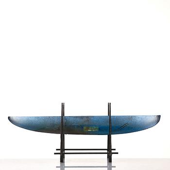 Bertil Vallien, a sand cast glass sculpture of a boat, Kosta Boda, Sweden.