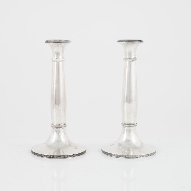 A Pair of Austrian Silver Candlesticks, Vienna mid 19th century.