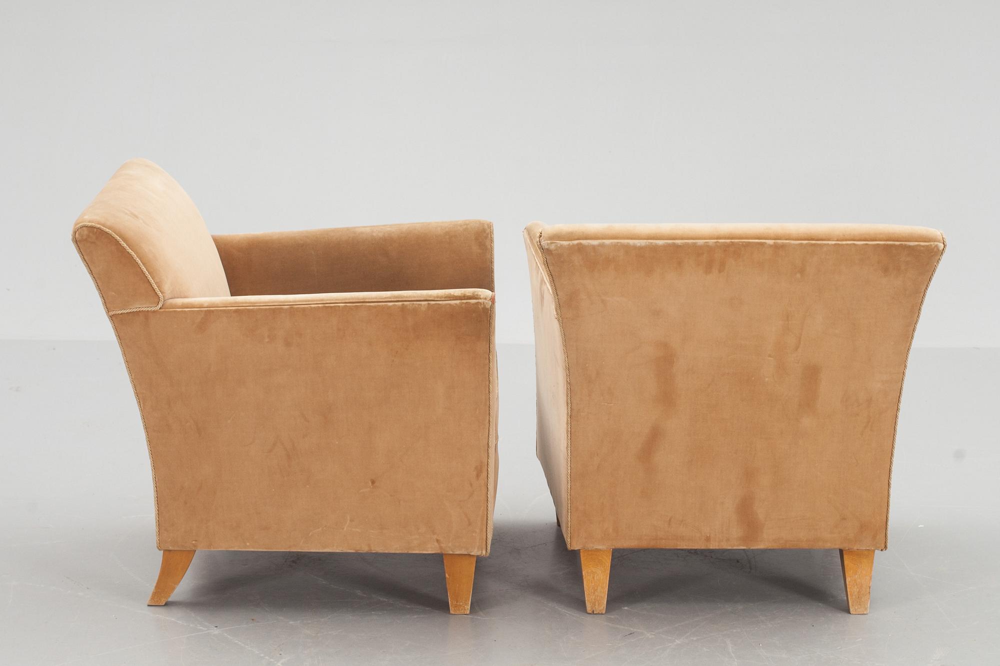 FÅTÖLJER, ett par, inköpta på NK, 1950-tal.