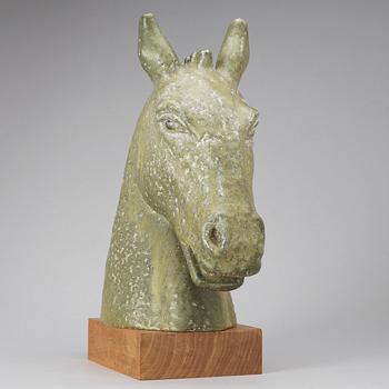 A Gunnar Nylund stoneware figure of a horse's head, Rörstrand.