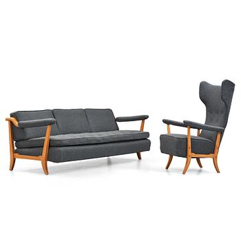 Sten Blomberg, A Swedish Modern sofa and an easy chair for Meeths, 1940's.