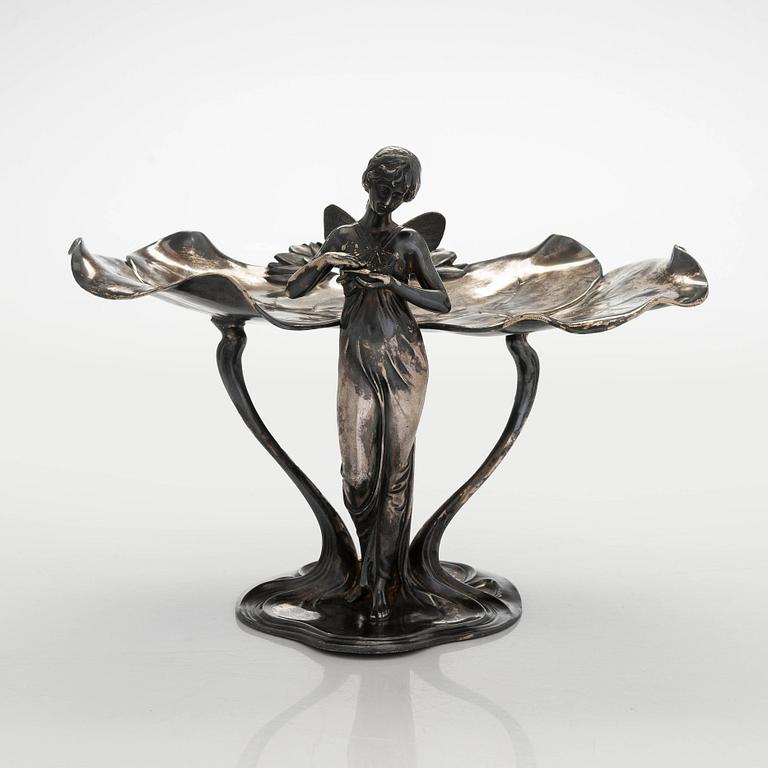 Jalallinen vati, jugend, Württembergische Metallwarenfabrik, Saksa, 1900-luvun alussa.