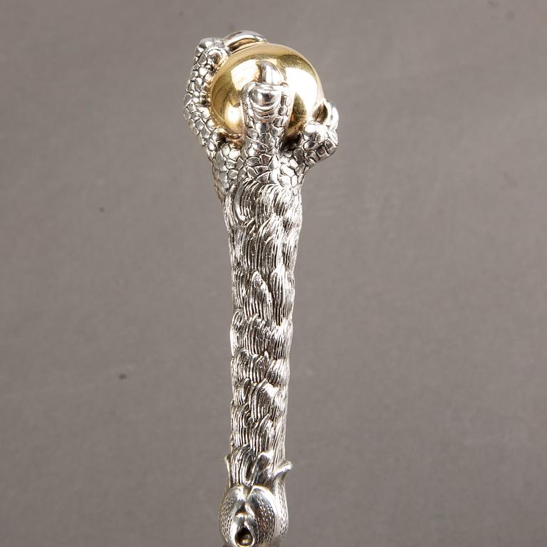 K ANDERSSON serveringsbestick 5 + 2 + 1 st silver (och nysilver) Stockholm 1896.