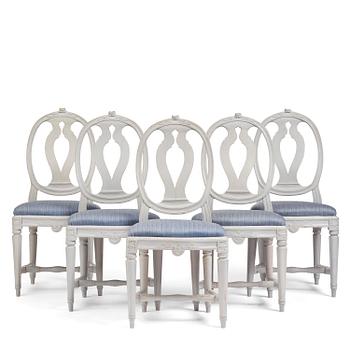 98. A set of five Gustavian chairs by J. E. Höglander (master in Stockholm 1777-1813).
