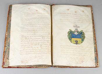 SKÖLDEBREV,  för adliga ätten von Haselberg (ointr).